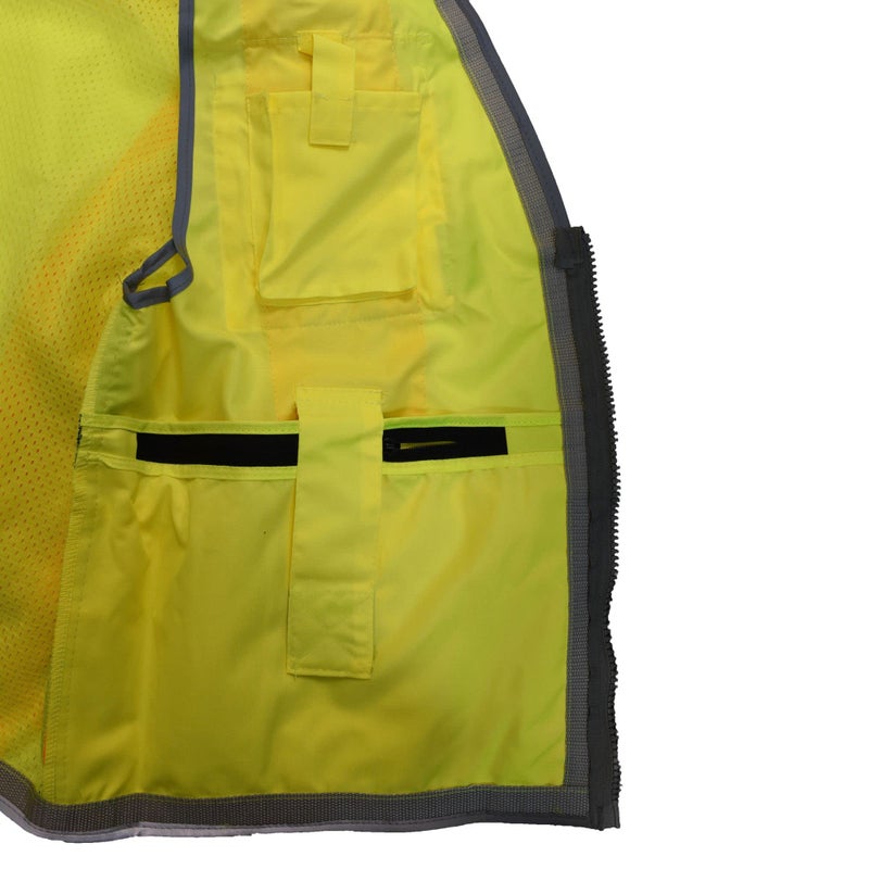 Radians SV55 Class 2 Heavy Woven Two Tone Engineer Vest With Padded Neck To Support Extra Weight In Cargo Pockets, Green, Medium - Image 4